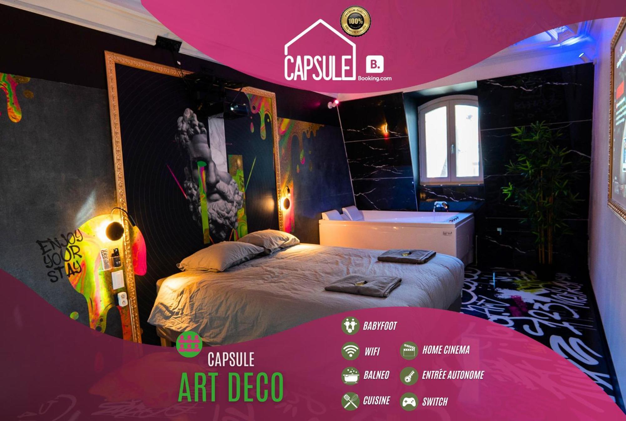 Capsule Art Deco - Jacuzzi - Netflix - Home Cinema - Arcade De Jeux & Nintendo Switch - 2 Chambres - Filet Suspendu ヴァランシエンヌ エクステリア 写真
